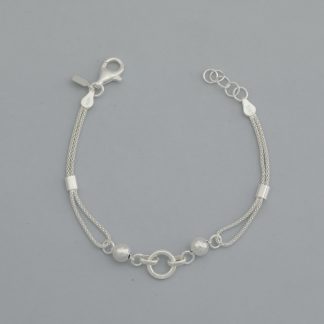 Pulsera doble cadena coreana asas bolas de 19 cm.