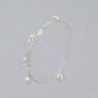 Pulsera 2 corazones y 2 delfines de 19 cm.
