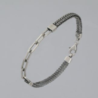 Pulsera cadena forzada alargada y eslabones de espiga de 20 cm.