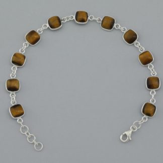 Pulsera cuadraditos ojo de tigre de18 cm.