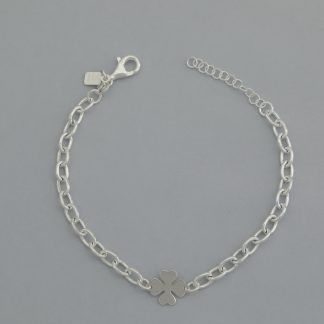 Pulsera cadena eslabones trébol de 20 cm.