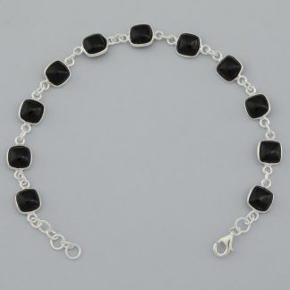 Pulsera cuadraditos ónix negro de18 cm.