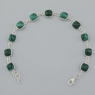 Pulsera cuadraditos malaquita de 18 cm.