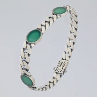 Pulsera óvalos ónix verde 23 cm.