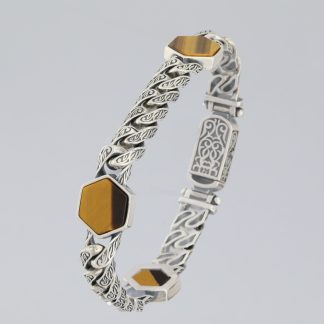 Pulsera hexagonal ojo de tigre 21,5 cm.