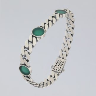 Pulsera círculos ónix verde 21,5 cm.