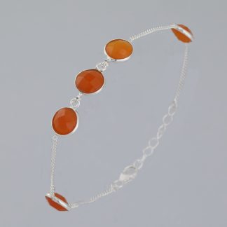 Pulsera círculos ágata cornalina de 17-19 cm.