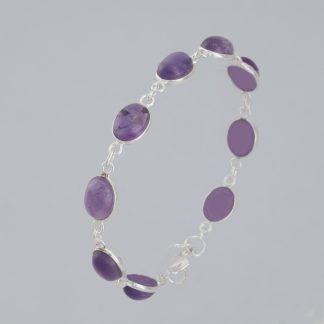 Pulsera óvalos amatista de 17-18,5 cm.