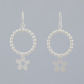 Pendientes aro bolitas con flor