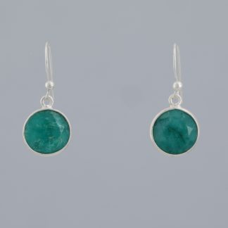Pendientes redondo corindón verde
