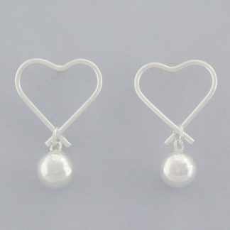 Pendientes corazón bolita de 3,2 cm de altura