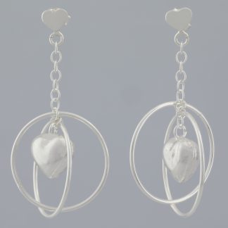 Pendientes 1 corazón 2 aros de 4,46 cm de altura.