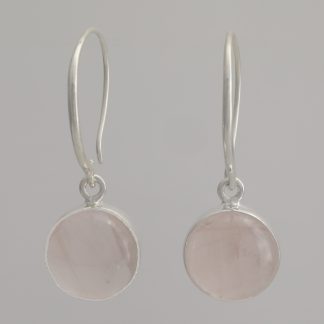 Pendientes ½ bola cuarzo rosa de 3,78 cm de altura.