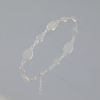 Pulsera óvalos y circulitos piedra luna de 16,5-20 cm.