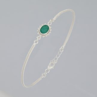 Pulsera 1 piedra ovalada corindón verde de 18-20,50 cm.