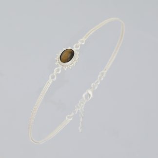 Pulsera 1 piedra ovalada ojo de tigre de 18-20,50 cm.