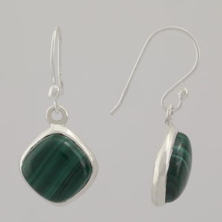 Pendientes cuadrado malaquita de 3,12 cm de altura.