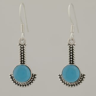 Pendientes labrados calcedonia azul de 3,5 cm de altura.